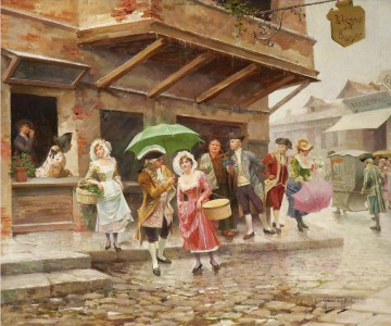 古典的 Painting - パセオ・マティナル 朝の散歩 マリアーノ・アロンソ・ペレス・ロココ